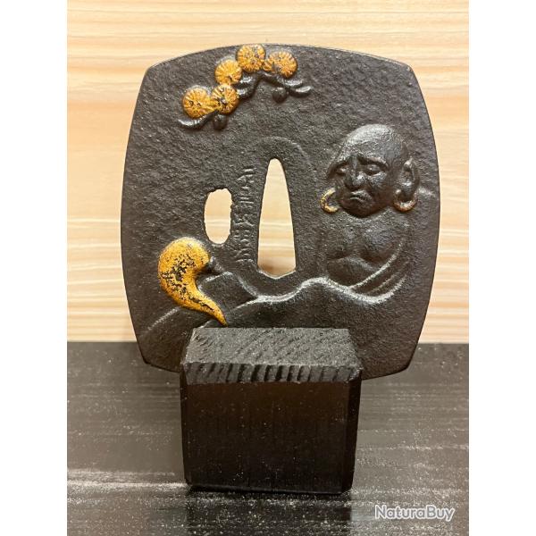 Tr�s rare Tsuba au bouddha sign�