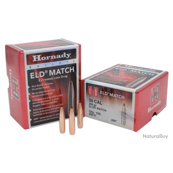 Ogives HORNADY 30 .308 208 gr ELD MATCH 30731 - Boite de 100 unit�s