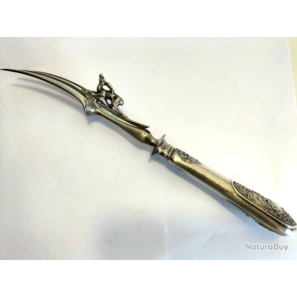 FOURCHETTE A GIGOT ARGENT / MINERVE / DECOR CERF