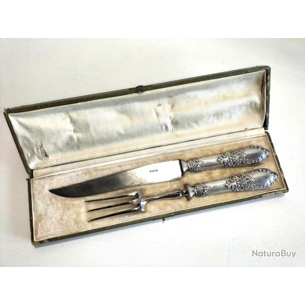 SERVICE A GIGOT ARGENT / MINERVE XIXme / COUTEAU - FOURCHETTE