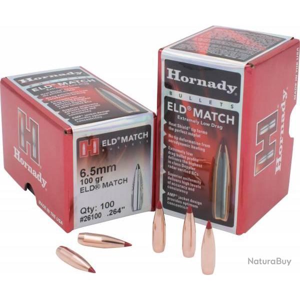 Ogives HORNADY 6,5mm .264 - 100grs ELD MATCH 26100 - Boite de 100 unit�s
