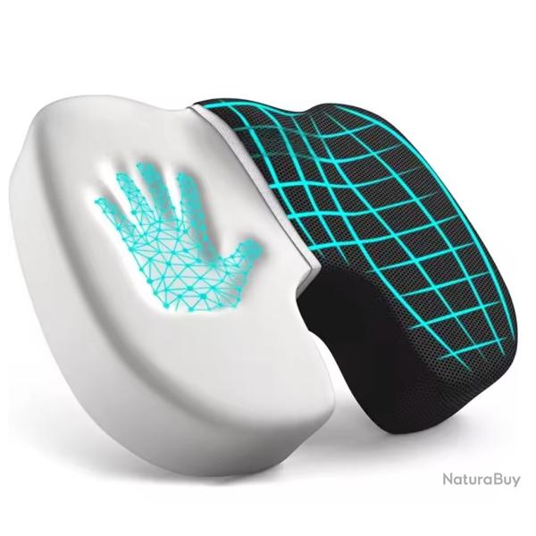 Coussin Sdentaire Ergonomique Mmoire de Forme - Confort Dos & Sige - Bureau, Maison, Voiture Noir