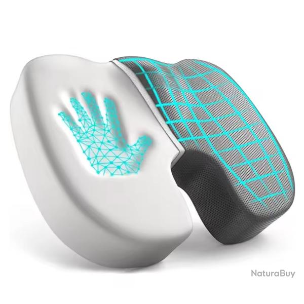 Coussin Sdentaire Ergonomique Mmoire de Forme - Confort Dos & Sige - Bureau, Maison, Voiture Gris