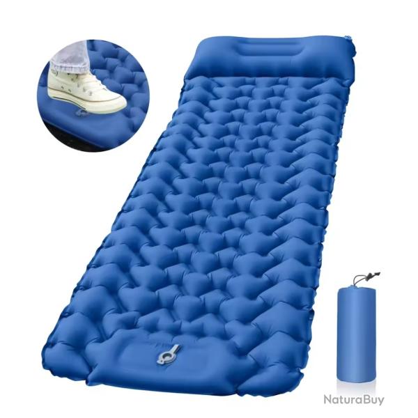 Matelas de Couchage Gonflable Trekking - Pompe Int�gr�e - Ultra-L�ger & Imperm�able Bleu