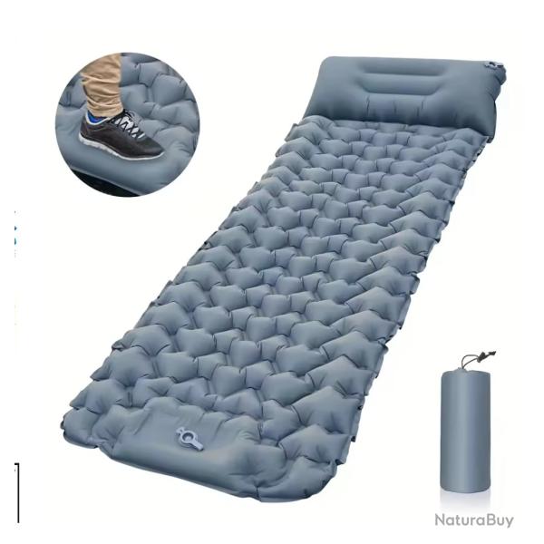 Matelas de Couchage Gonflable Trekking - Pompe Int�gr�e - Ultra-L�ger & Imperm�able Gris