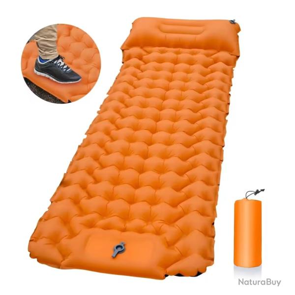 Matelas de Couchage Gonflable Trekking - Pompe Int�gr�e - Ultra-L�ger & Imperm�able Orange