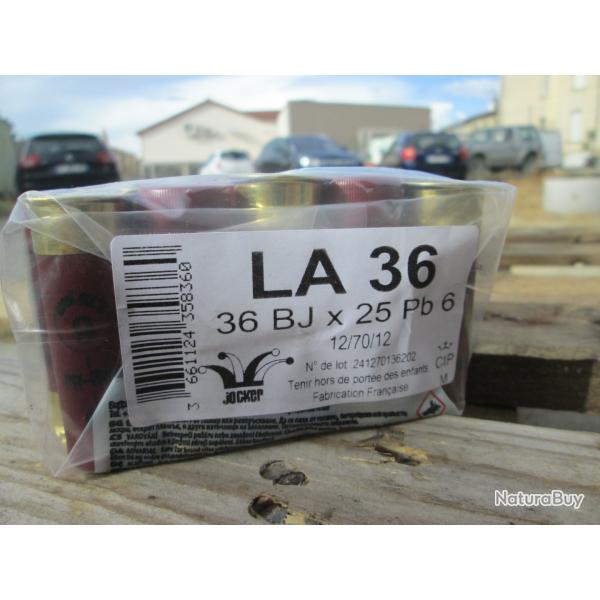 25 cartouches LA 36 cal 12/70 en 36 BJ pb 6 JOCKER