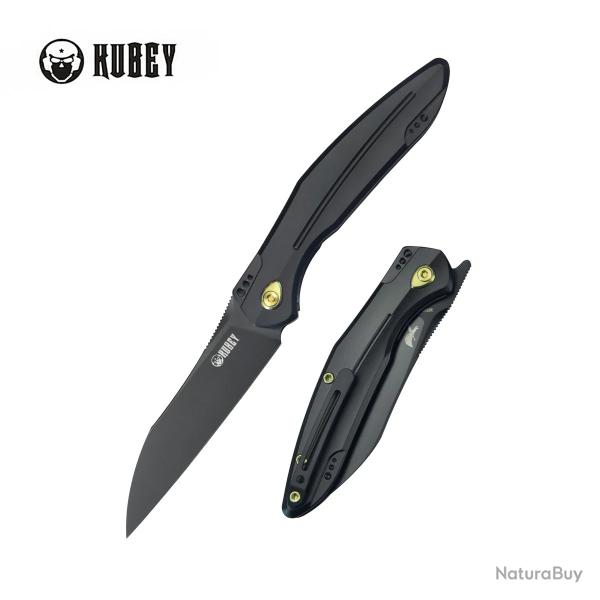 Couteau Kubey Barracuda Black Lame Acier M390 Manche Titane Linerlock KIVT Clip KUB299B
