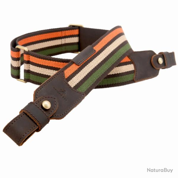Bretelle de transport sangle fusil tricolore - Tissu et cuir