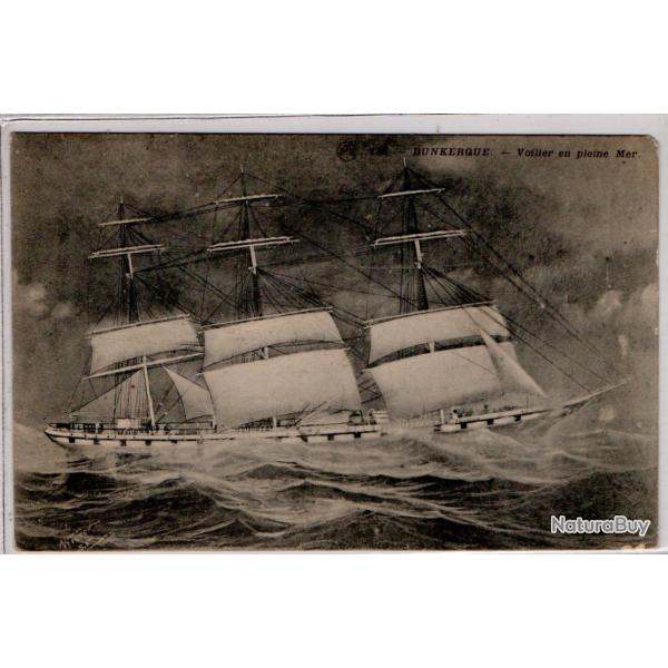 CPA - Marine -DUNKERQUE - Voiier en plaine  Mer N�1011