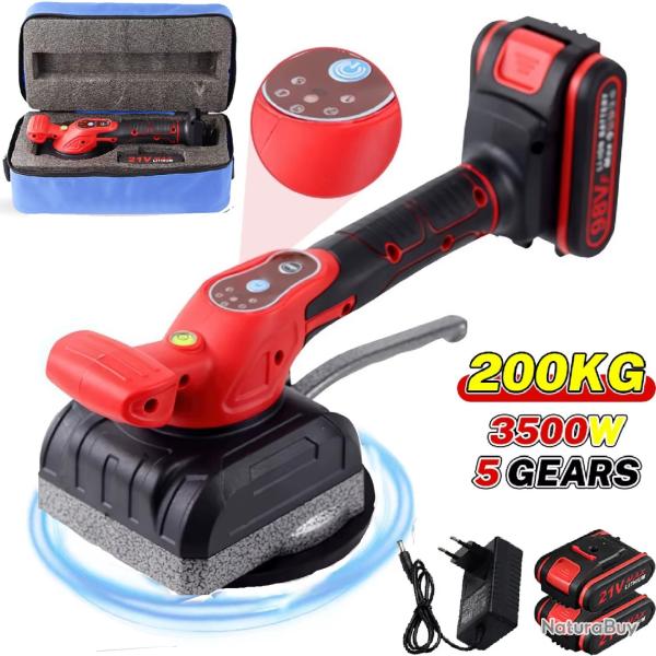 MACHINE CARRELAGE ELECTRIQUE 5 VITESSES DE VIBRATION 3500W OUTIL PRO 2 BATTERIES