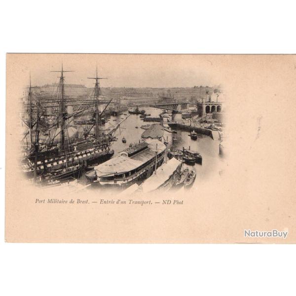 CPA - Port Militaire de Brest -Entr�e d'un Transport - N�1156