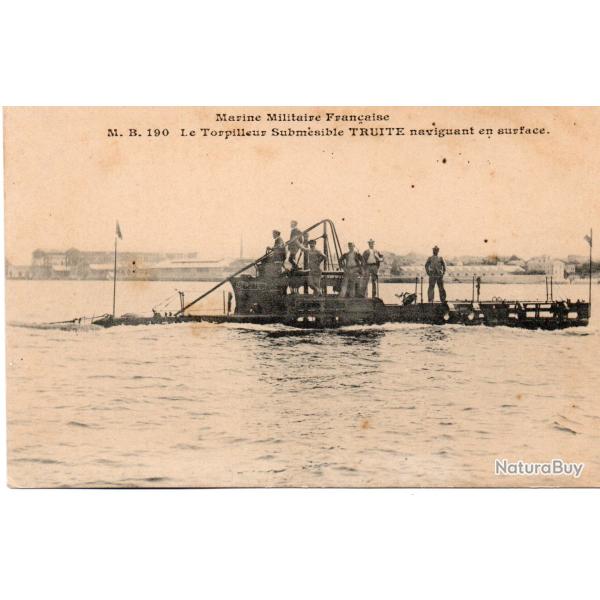 Carte Postale Marine Militaire Fran�aise Le Torpilleur Submersible Truite - N�1414