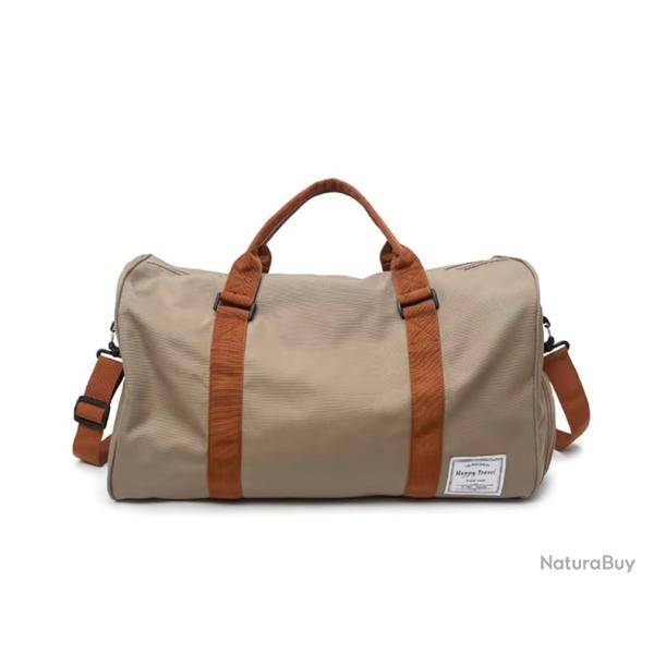 SAC CAMPING / VOYAGE AVION + POCHE CHAUSSURES - IMPERM�ABLE - 35 L - BEIGE - LIVRAISON GRATUITE
