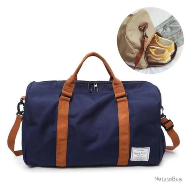 SAC CAMPING / CABINE AVION + POCHE CHAUSSURES - IMPERM�ABLE - 35 L - BLEU - LIVRAISON GRATUITE