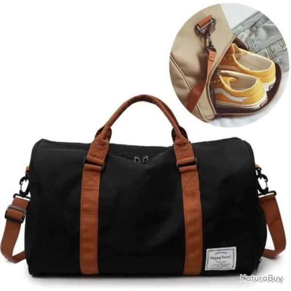 SAC CAMPING / CABINE AVION + POCHE CHAUSSURES - IMPERM�ABLE - 35 L - NOIR - LIVRAISON GRATUITE