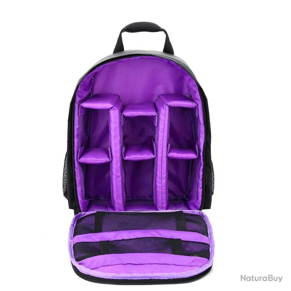 SAC � DOS POUR APPAREIL PHOTO - COMPARTIMENTS IMPERM�ABLE REMBOURR� - VIOLET - LIVRAISON GRATUITE