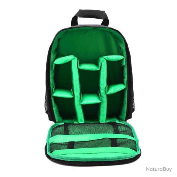 SAC � DOS POUR APPAREIL PHOTO - COMPARTIMENTS IMPERM�ABLE REMBOURR� - VERT - LIVRAISON GRATUITE