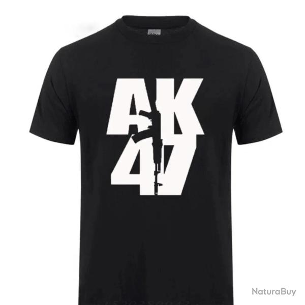 T shirt motif Ak47 manches courtes coton Noir