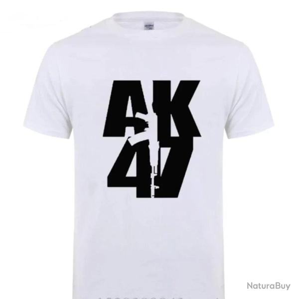 T shirt motif Ak47 manches courtes coton Blanc