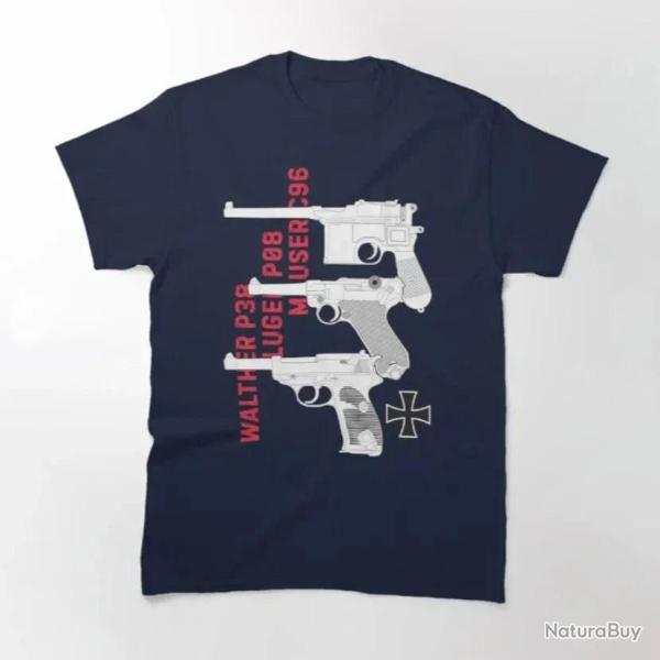 T shirt Walther P38 Luger P08 Mauser C96 Navy