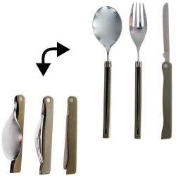 Kit de couverts pliants CAO 3 pi&egrave;ces inox avec housse