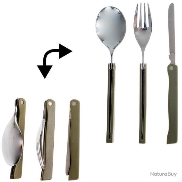 Kit de couverts pliants CAO 3 pi�ces inox avec housse