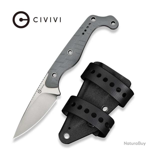 Couteau CIVIVI SOKN Gray Lame Drop Point Acier Nitro-V Satin Manche G-10 Etui Kydex CIVC220272