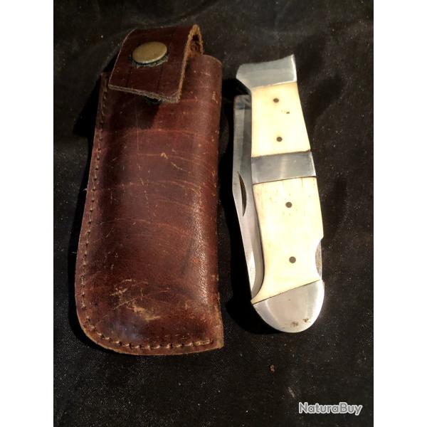 COUTEAU VERNER CARRON DE CHASSE   AVEC SON ETUI EN CUIR