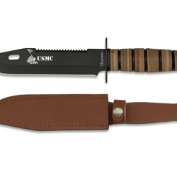 Albainox 32424 - Poignard tactique USMC &agrave; lame fixe 18&nbsp;cm avec &eacute;tui