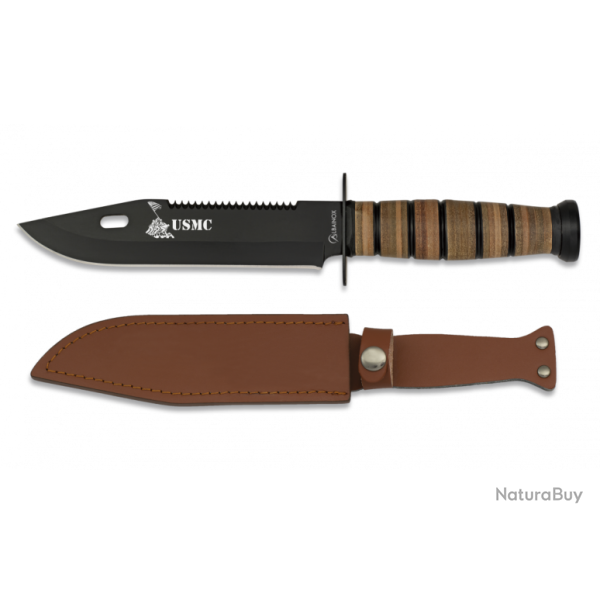 Albainox 32424 - Couteau tactique USMC � lame fixe 18�cm avec �tui