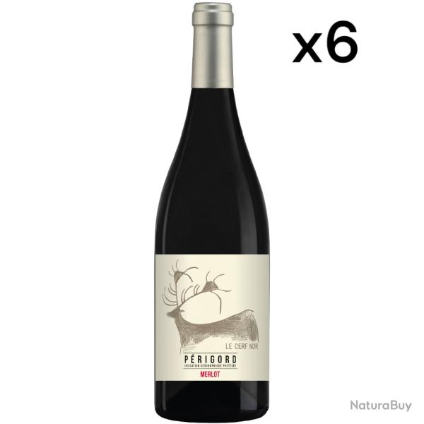 "Le Cerf Noir" IGP P�rigord, 100% Merlot 2024, le carton de 6 bouteilles