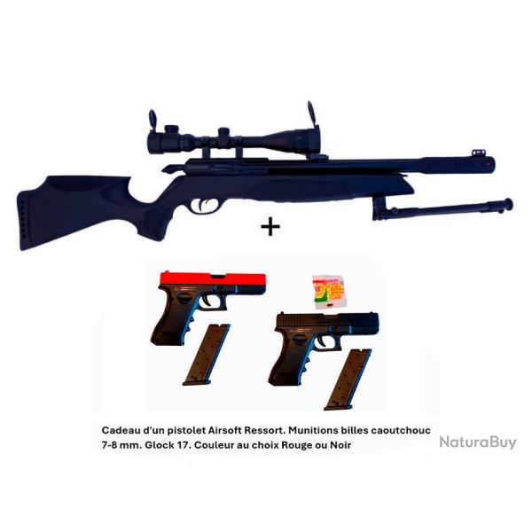 PACK-CADEAU ! Pack-9 Carabine Arrow Gamo 5,5 mm + Cadeau pistolet Airsoft Ressort Glock 17- 7-8 mm