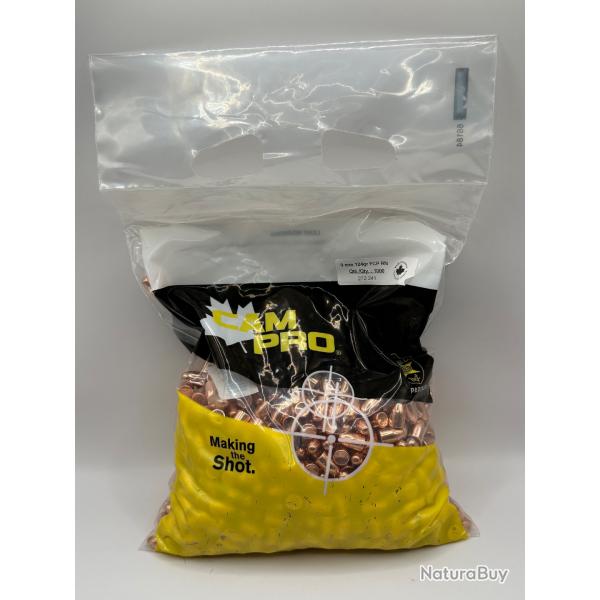 CamPro - 1000 Projectiles Plomb Cuivres FCP 9RN 124gr Diam .355 - 09FCP124RNP