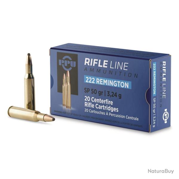Munitions PARTIZAN calibre 222 Rem Softpoint 50gr - 3.23g x20