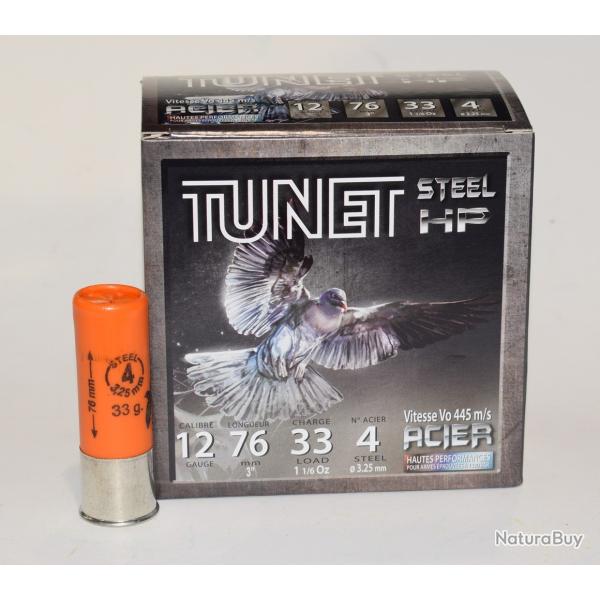 Boite de 25 cartouches Tunet steel HP Magnum 12/76  acier  33 grammes , Numero 4