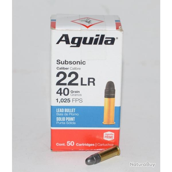 lot 500 cartouches cal 22lr, aguila Subsonic round nose 40 grains