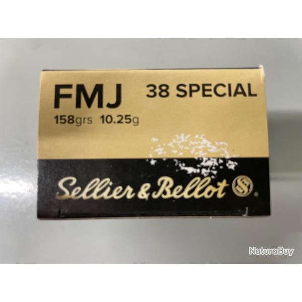 SELLIER BELLOT 38 SPECIAL FMJ 10.25/158G BOITE DE 50 BALLES VENDU PAR 10 BOITES FRAIS DE PORT OFFERT