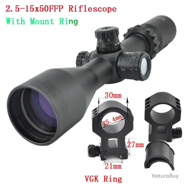 Visionking premier plan focal 2.5-15x50 Mil Dot illumin -**with 21mm High rings