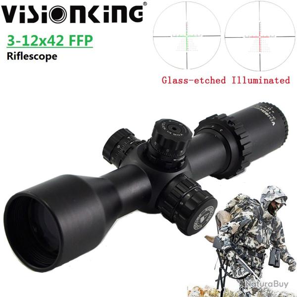 Visionking-Lunette de vis�e grand angle pour fusil de chasse, 3-12x42 FFP