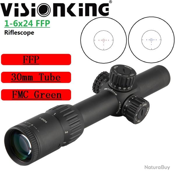 Visionking Wide View 1-6x24 FFP Chasse Riflescope 30mm Tube Sniper  LIVRAISON GRATUITE