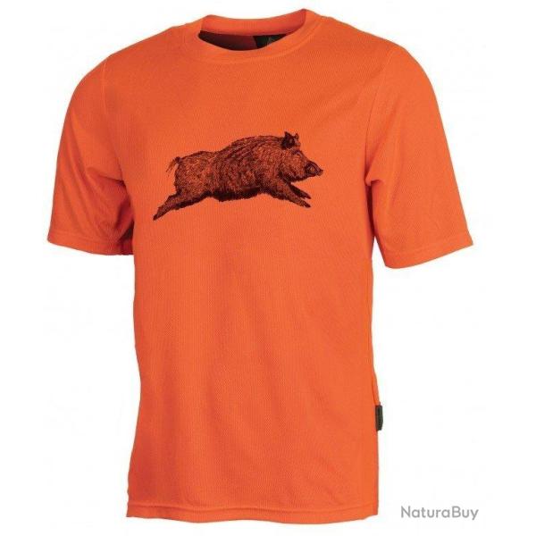 Tee shirt femme manches courtes sanglier orange TREELAND