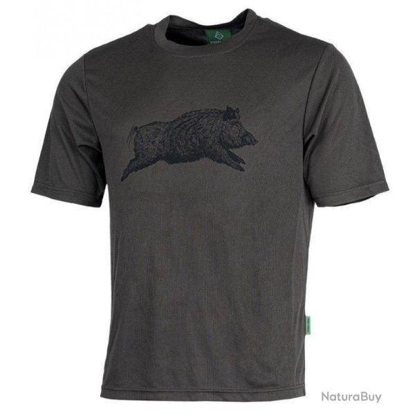 Tee shirt enfant manches courtes sanglier kaki TREELAND