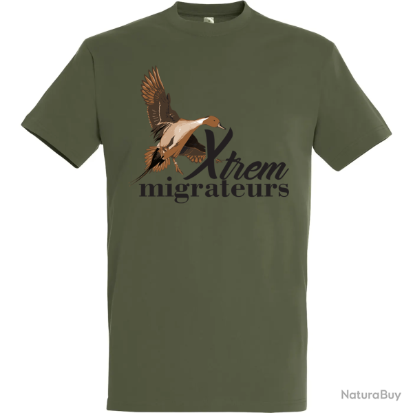 Tee shirt canard pilet vert XTREM MIGRATEURS