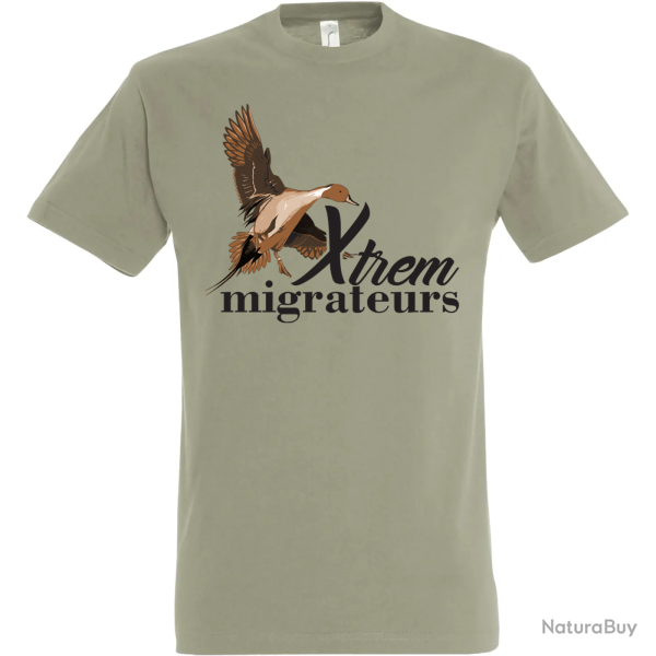 Tee shirt canard pilet kaki XTREM MIGRATEURS