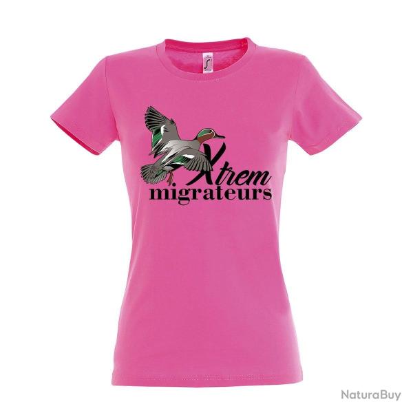 Tee shirt enfant canard sarcelle rose XTREM MIGRATEURS