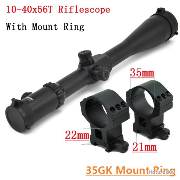 Visionking-Lunette de vise de chasse, 35mm 10-40x56T Sight -**With 21mm Ring