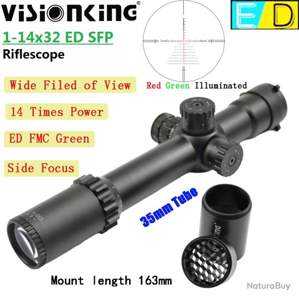 Visionking-Lunette de vise claire HD FMC TUBE 35MM  1-14x32ED SFP Sight LIVRAISON GRATUITE