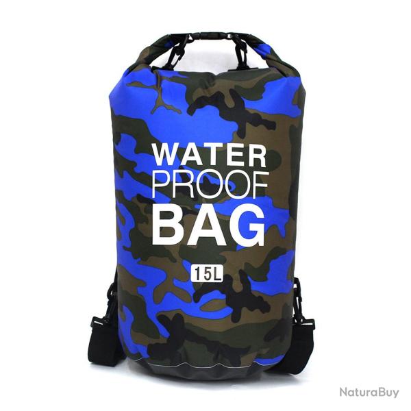 SAC � DOS �TANCHE 15L - DRY BAG - BLEU FONC� - LIVRAISON GRATUITE