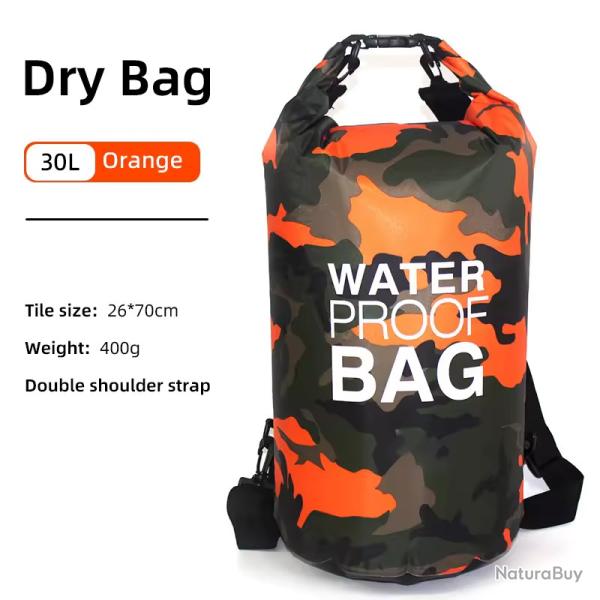 SAC TANCHE BATEAU/MOTO 30L - DRY BAG - ORANGE - LIVRAISON GRATUITE